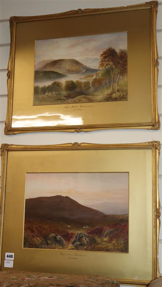 W.H. Dyer, pair of watercolours, Warrington, Dartmoor and Storrs Hall in Windermere, 24 x 35cm